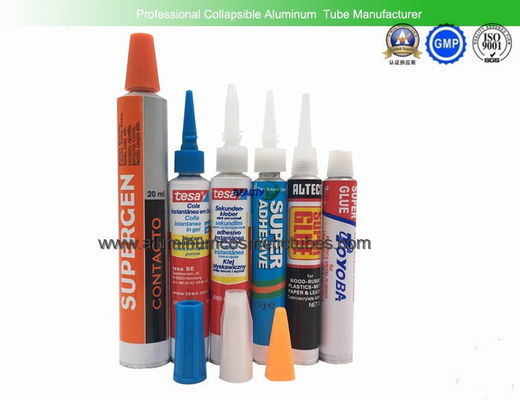 Adhesive Glue Empty Aluminum Collapsible Tube , Aluminum Toothpaste Tube Chemical Packaging supplier