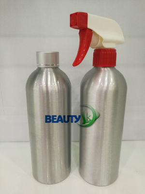 Empty metal packaging  silver aluminum body mist spray bottle with black top supplier