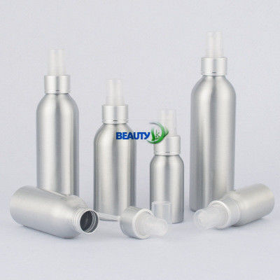 Empty metal packaging  silver aluminum body mist spray bottle with black top supplier